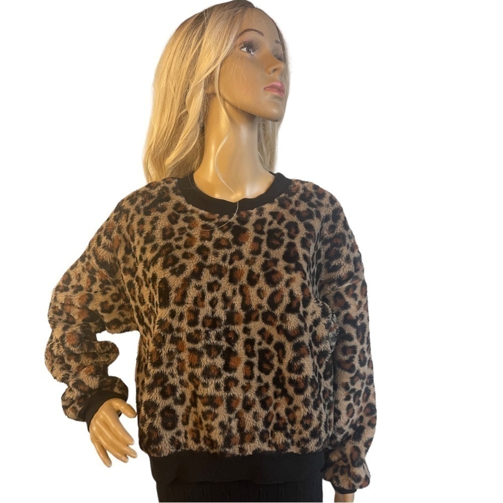 Wild Fable Black and Brown Animal Print Sweater/Sweatshirt